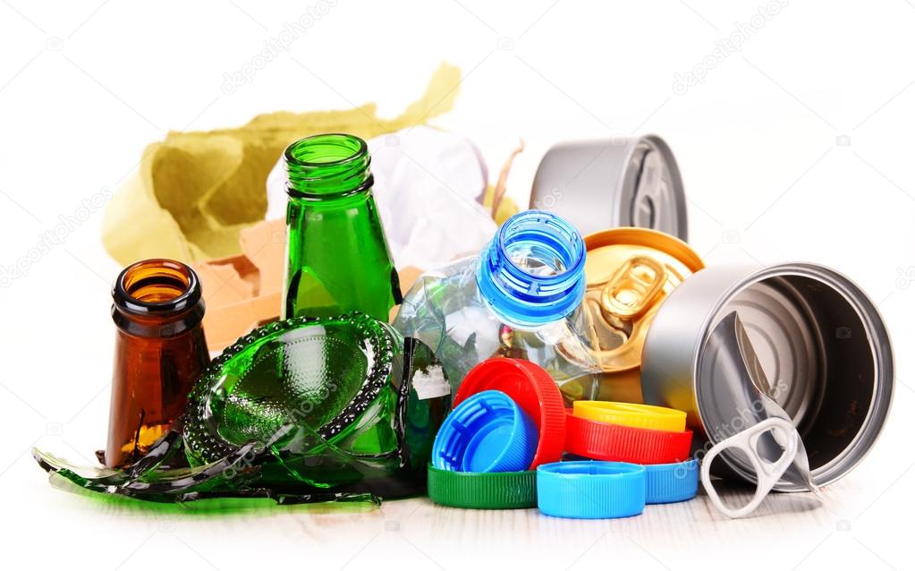 Recyclable garbage consisting of glass, plastic, metal and paper