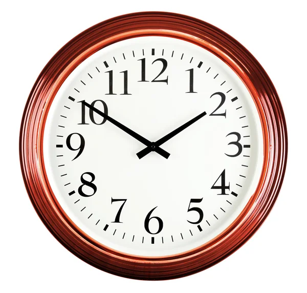 Nástěnné hodiny izolované na bílém. Deset na dva. — Stock fotografie