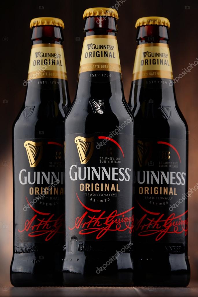 Irish dry stout, originated in the brewery of Arthur Guinness, Dublin. One of the most successful beer brands in the world, available in over 100 countries