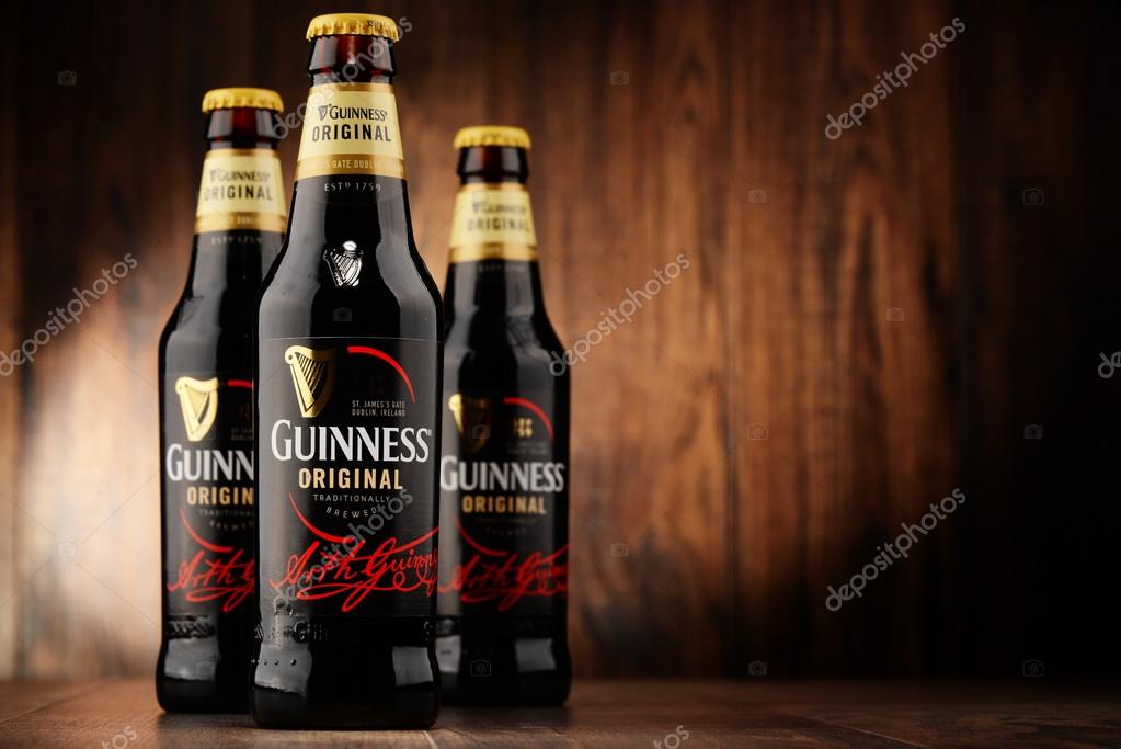 Irish dry stout, originated in the brewery of Arthur Guinness, Dublin. One of the most successful beer brands in the world, available in over 100 countries