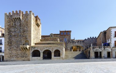 Caceres Extremadura İspanya. Bujaco Kulesi