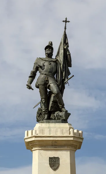 Statua Hernan Cortes, Meksyk Zdobywcy, Medellín, Hiszpania — Zdjęcie stockowe