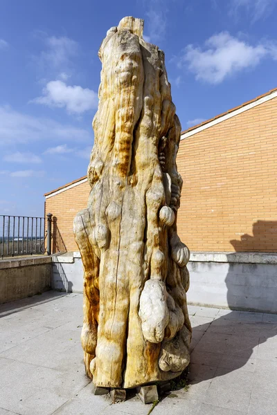 Mano y tronco escultura en Tordesillas contra el cielo azul —  Fotos de Stock