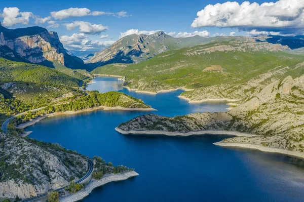 Staudamm Fluss Segre Oliana Spanien Europa Berglandschaft — Stockfoto
