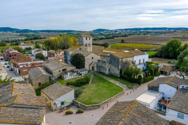 Sant Sebastia Gorgs Manastırı, Roma tarzı, Avinyonet del Penedes, Barselona, Katalonya İspanya.