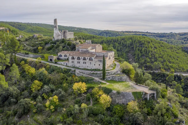 Igreja Sant Pere Santuário Mãe Deus Fontsanta Resto Castelo Subirats — Fotografia de Stock