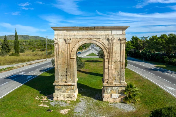 Arco Triunfal Romano Antigo Província Bara Tarragona Espanha — Fotografia de Stock