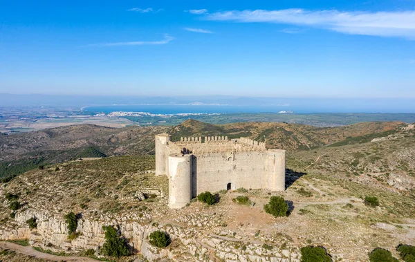 Medieval Castle Called Montgri Top Mountain Sea Costa Brava Catalonia — Stock Photo, Image