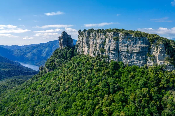 Agullola Rock Peak Collet Malafranda Belongs Rupit Small Mountain Town — Stock Photo, Image