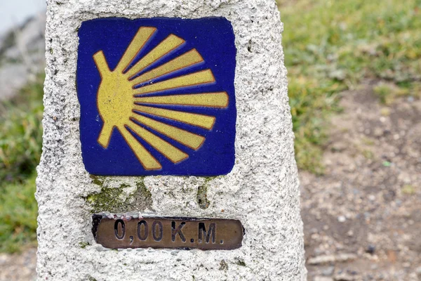 0 km sulla strada per Santiago, far fronte di Finisterre, La Coruna — Foto Stock