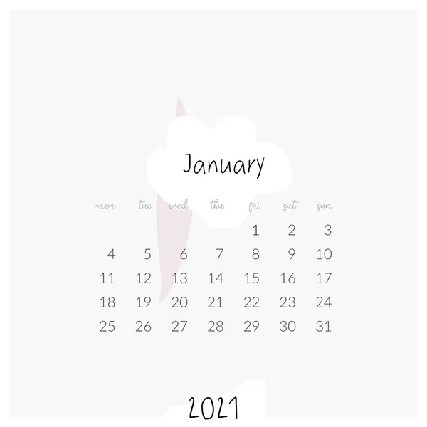 Vector moderne sjabloon afdrukbare 2021 kalenderpagina aparte maand — Stockvector