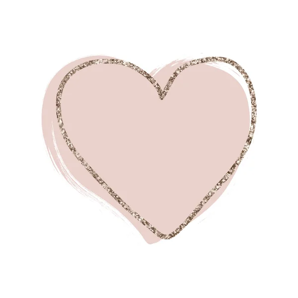 Linea glitter oro delicato cuore su sfondo rosa arrossire — Vettoriale Stock