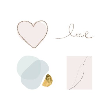 Modern soyut şekiller sanat. Moda organik formlar çizim çizimi. Şık sim dokusu. Sevgililer Günü konsepti. 