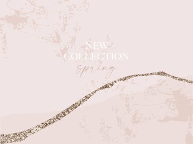 Pembe allık ve altın folyo rengi ile soyut Mermer Moda Dokusu