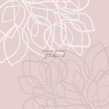 Modern soyut desenli çiçekli karalamalar pembe tozlu renkte el fırçası resimleri