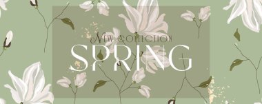 Çiçekli bahar sosyal medya afişi