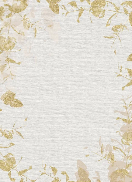 Oro beige eucalipto foglie acquerello dipinti su carta texture — Foto Stock