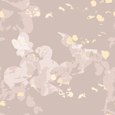 Çırılçıplak bej renkli pastel palet içinde Seamless PATTERN botanik soyut motifler