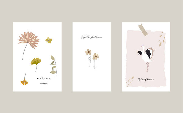 Autumn postcards or greeting cards template collection 