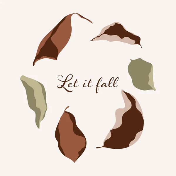 Podzimní suché listy ilustrace v módním plochém minimálním stylu — Stockový vektor
