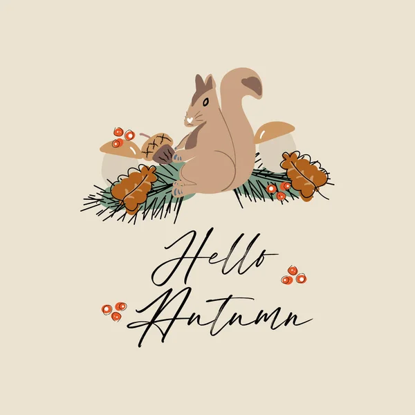 Милая Осенняя жатва сезонные открытки или открытки набор — стоковый вектор