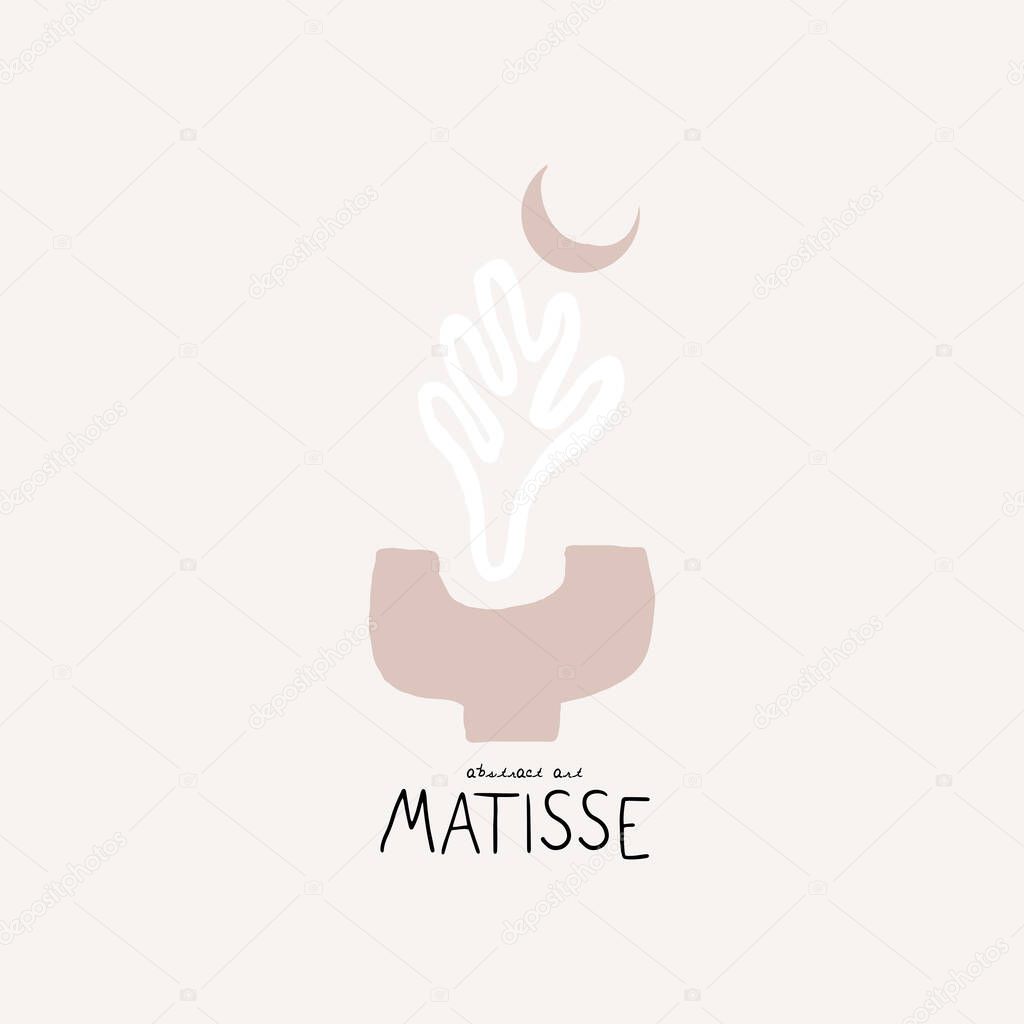 Abstract matisse contemporary art illustrations, bohemian artistic hand drawn minimal style
