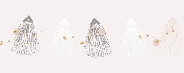 Árvores de Natal mão desenhado abstrato texturas cabeçalho —  Vetores de Stock