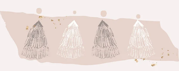 Árboles de Navidad mano dibujado texturas abstractas encabezado — Vector de stock