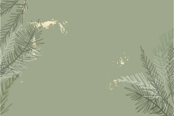 Zelený borový les ručně kreslené větve vánoční strom vzor — Stockový vektor