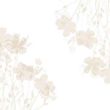 Vahşi çiçeklerle narin bir vektör deseni, bitkisel bitkiler. Yumuşak pastel renkler allık pembe arkaplan