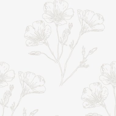 Tarafsız Çiçek Hattı Bej tonlarda Kusursuz Desenli Arkaplan