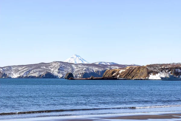 Rusia Kamchatka Pueblo Zavoiko Una Nave Guerra Abandonada Cubierta Óxido — Foto de Stock