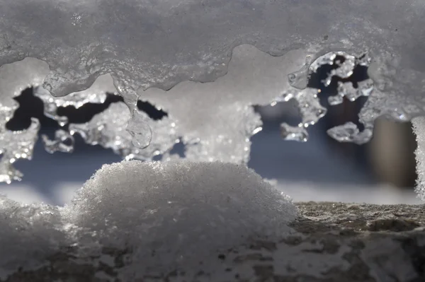Background snow ice melting snowflakes, an ice box — Stock Photo, Image