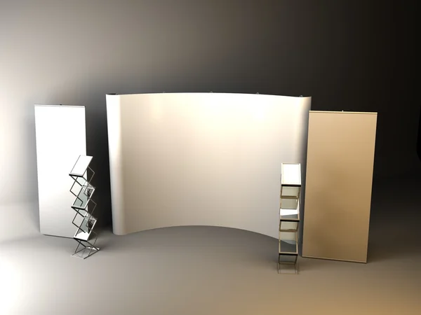 Stand fieristico, Stand fieristico rotondo, rendering 3D vis — Foto Stock