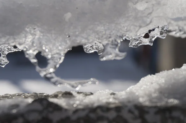 Background snow ice melting snowflakes, an ice box — Stock Photo, Image