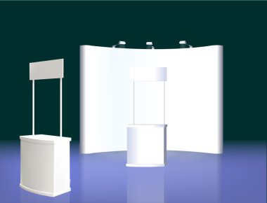 Trade exhibition stand, Exhibition Stand round, 3D rendering vis clipart