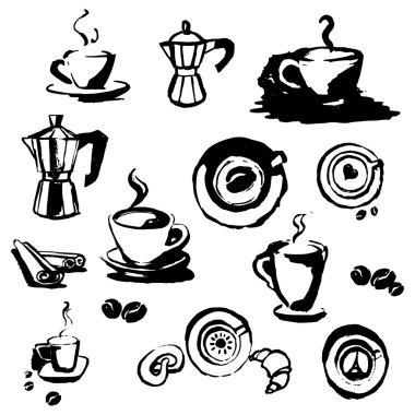 Turk kahve fincan kahve kahve çekirdekleri çörek, tarçın stic ile