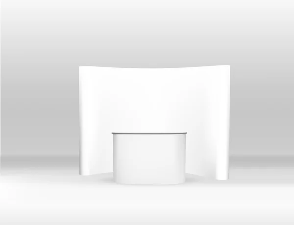 Εμπόριο εκθεσιακό stand, εκθεσιακό περίπτερο στρογγυλή, 3d rendering vis — Διανυσματικό Αρχείο