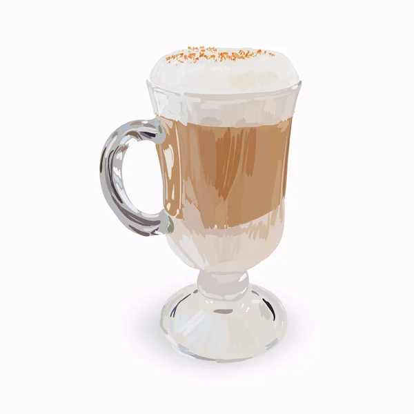 Wysokiej szklanki filiżanki cappuccino z bitą śmietaną wykonane warstwami, iso — Wektor stockowy