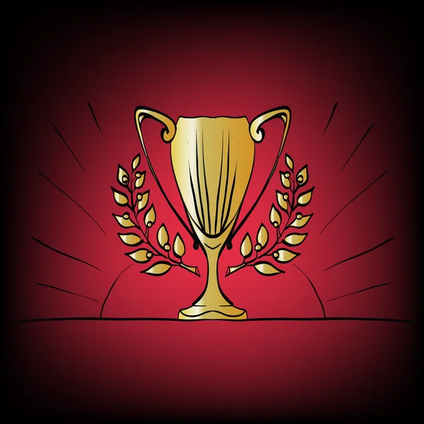 Cup, gold laurel wreath vector award — Stock Vector