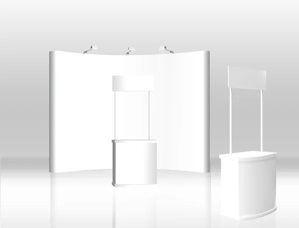 Trade exhibition stand, Exhibition Stand rund, 3d rendering vis — Stock vektor