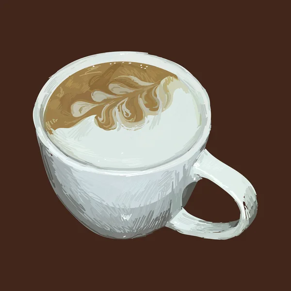 Vetor xícara de café expresso, vista superior, pires, colher — Vetor de Stock