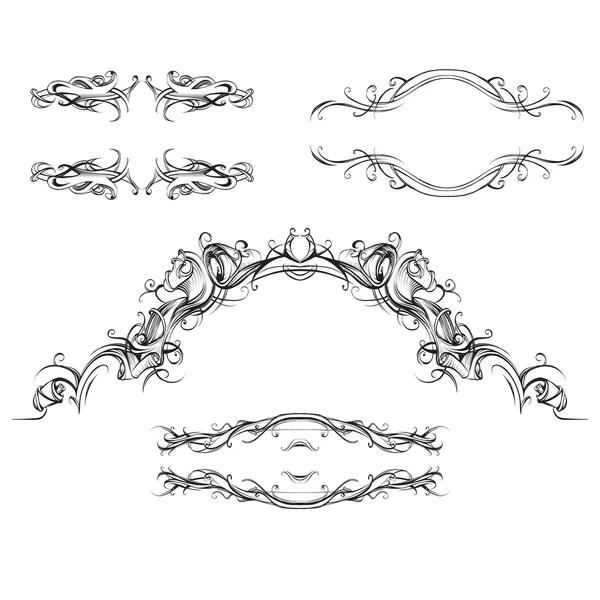Dekorativní prvky ve stylu vinobraní pro rozložení dekorací, fram — Stockový vektor