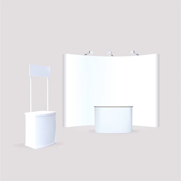 Trade exhibition stand, Exhibition Stand rund, 3d rendering vis — Stock vektor