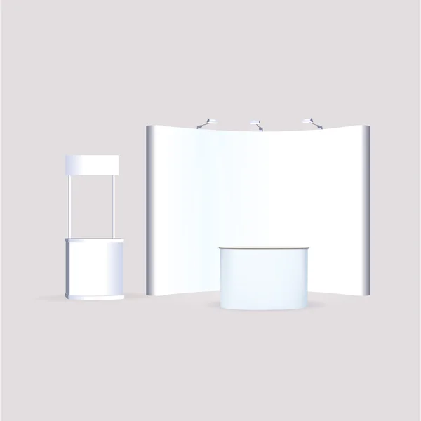 Banca de exposição comercial, Stand de exposição redonda, renderização 3D vis — Vetor de Stock