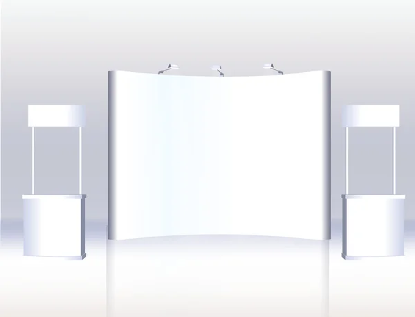 Banca de exposição comercial, Stand de exposição redonda, renderização 3D vis — Vetor de Stock