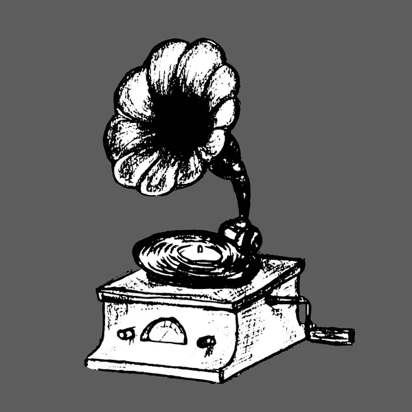 Gramophone vieux vintage, vecteur — Image vectorielle