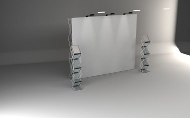 Trade exhibition stand, Exhibition Stand round, 3D rendering clipart