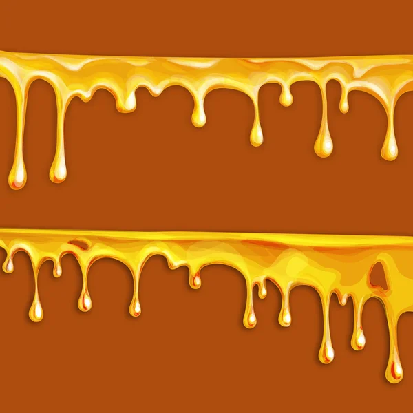 Honig fließt, in Bewegung, Honig rieselt herunter, isolierter Vektor — Stockvektor