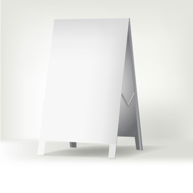 Beyaz reklam stand. Beyaz arka plan üzerinde vektör